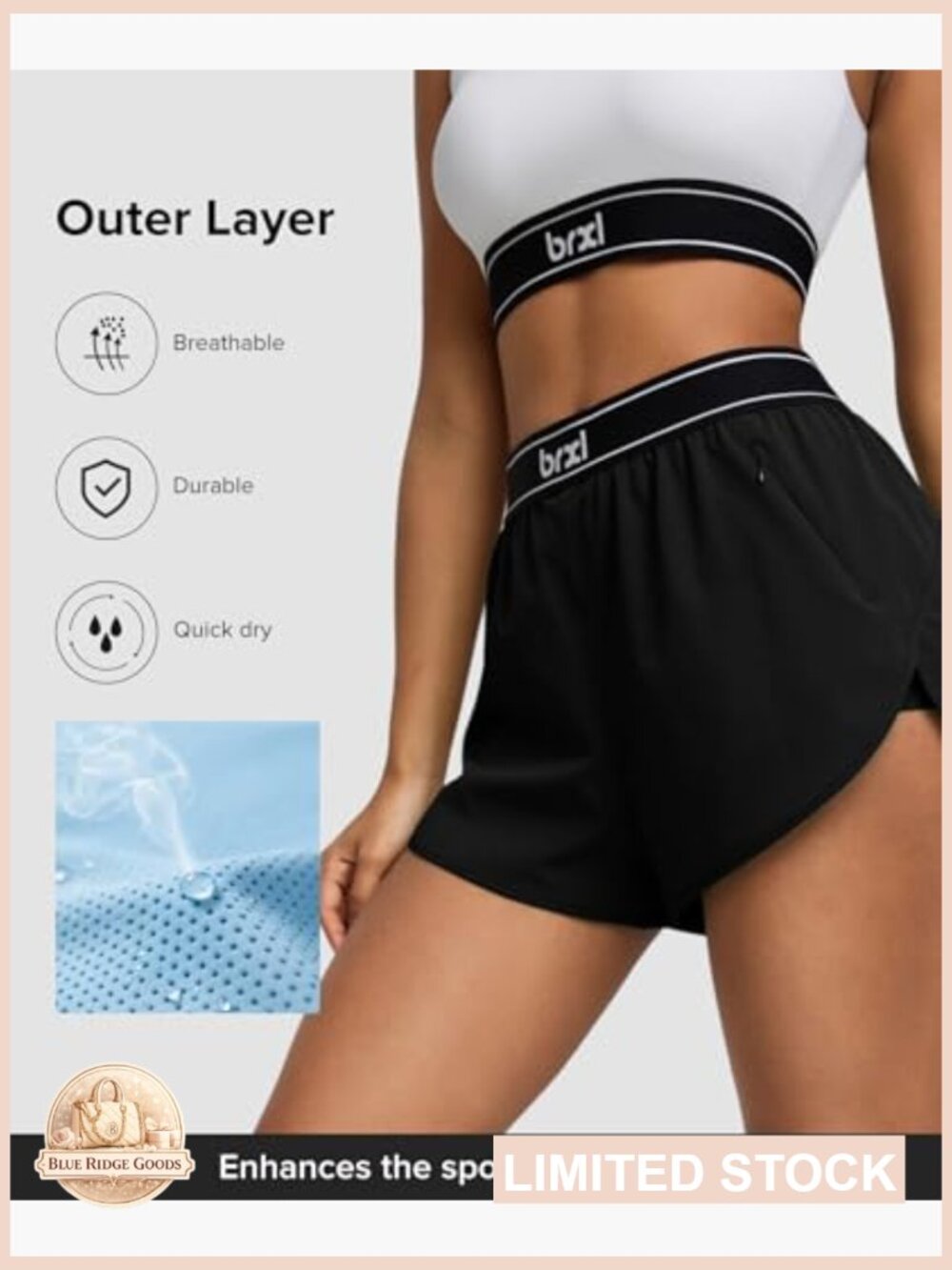 2 in 1 Running Shorts High Waisted Quick Dry Athletic Dolphin Hem Side Pocket - Picture 5 of 7